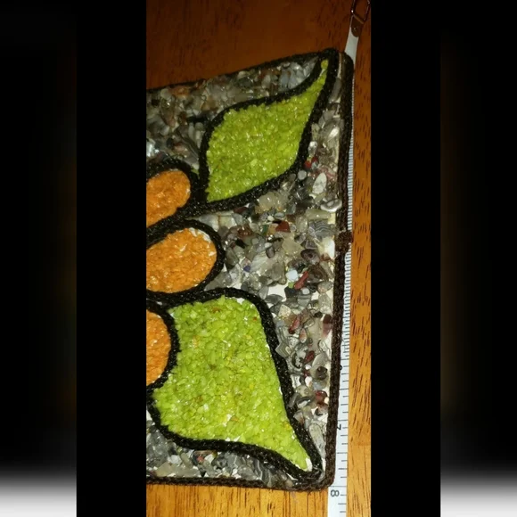 Vintage Mid-Century Gravel Art/Pebble ArtPsychedelic Flowers - Picture 8 of 9